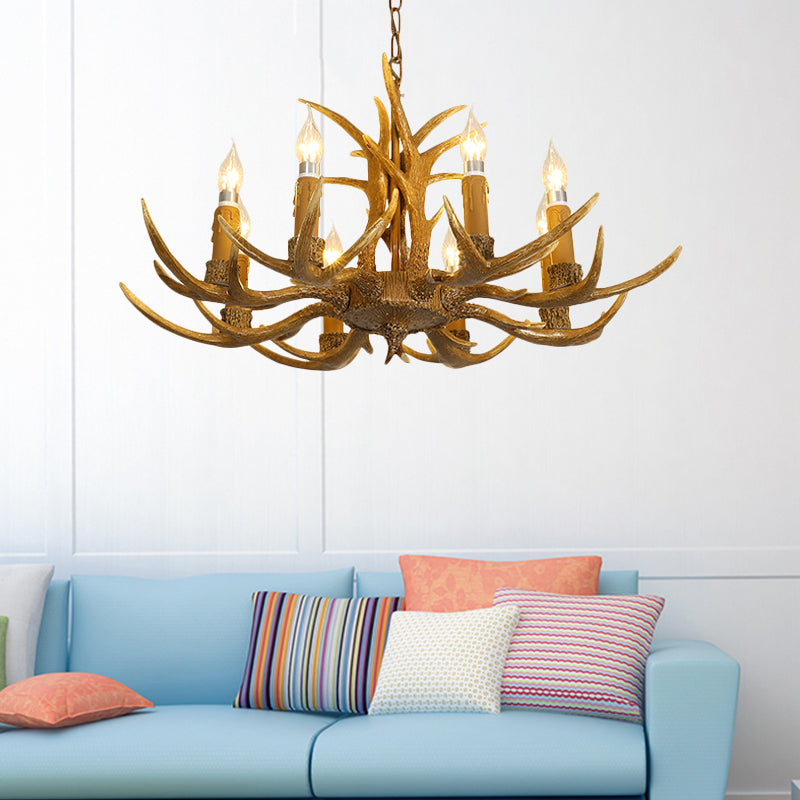 4/6/8 Heads Resin Chandelier Rustic Brown Candle Light - Rebooters