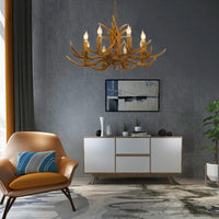 4/6/8 Heads Resin Chandelier Rustic Brown Candle Light - Rebooters