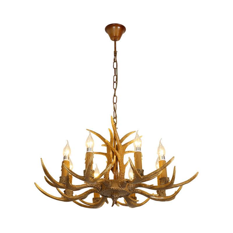 4/6/8 Heads Resin Chandelier Rustic Brown Candle Light - Rebooters
