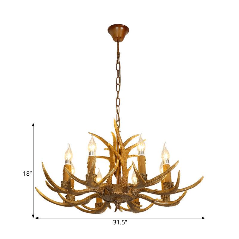4/6/8 Heads Resin Chandelier Rustic Brown Candle Light - Rebooters