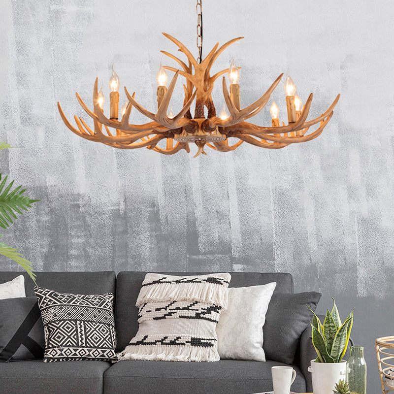 4/6/8 Heads Resin Chandelier Rustic Brown Candle Light - Rebooters