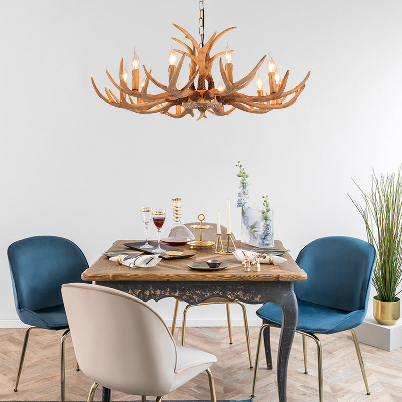 4/6/8 Heads Resin Chandelier Rustic Brown Candle Light - Rebooters