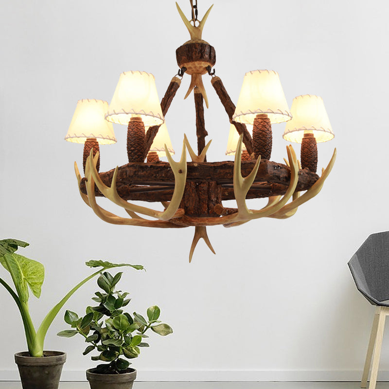 Traditional Cone Hanging Lamp 6 Bulbs Resin Chandelier - Rebooters