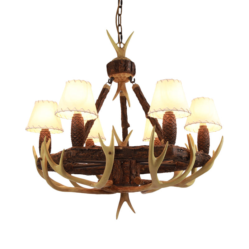 Traditional Cone Hanging Lamp 6 Bulbs Resin Chandelier - Rebooters