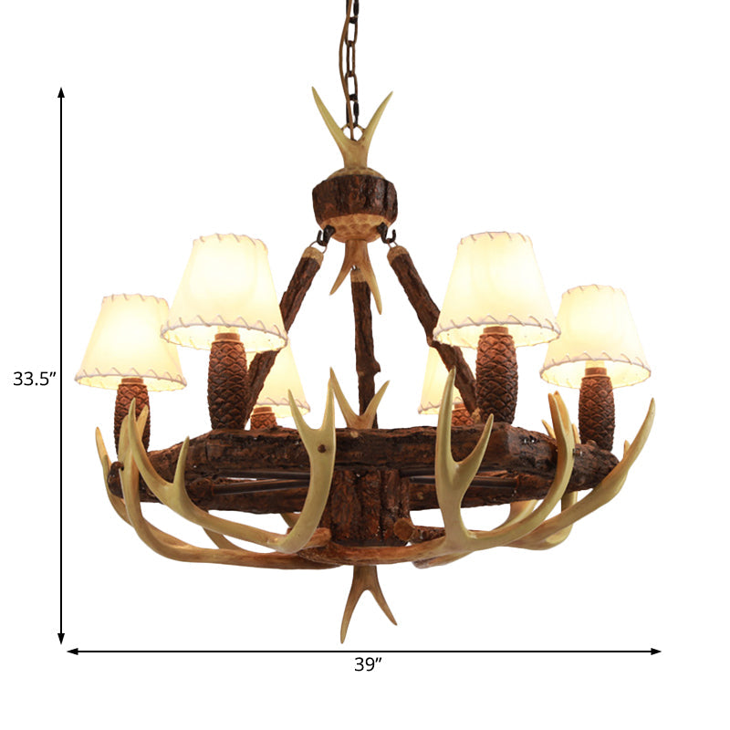 Traditional Cone Hanging Lamp 6 Bulbs Resin Chandelier - Rebooters