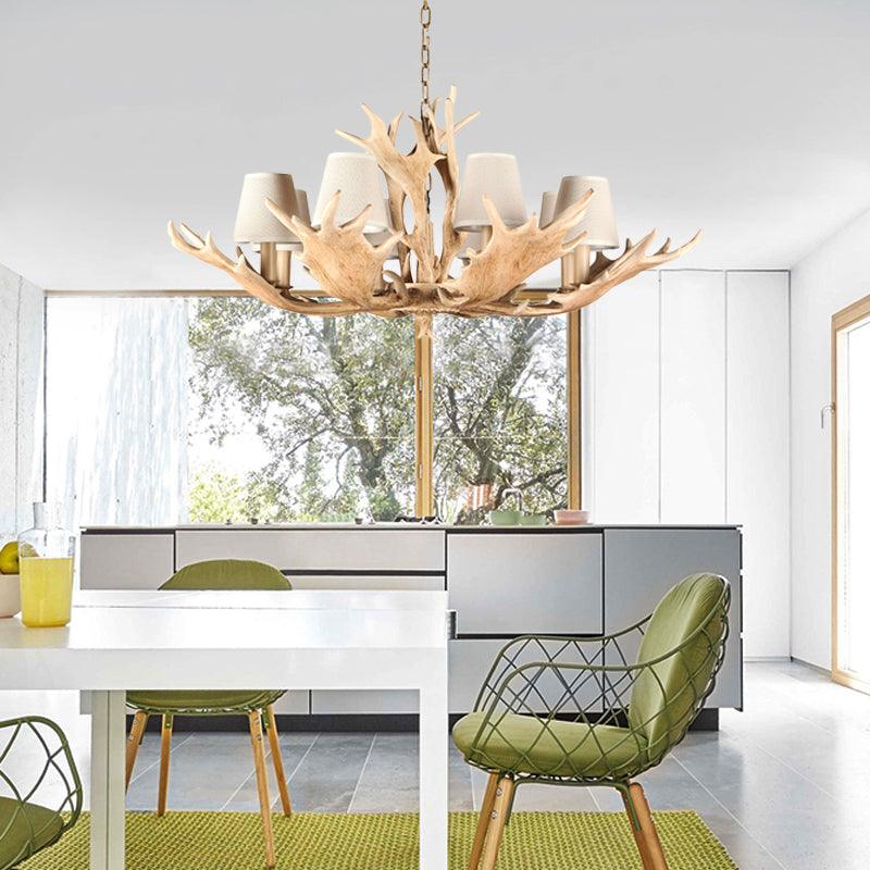 8 Lights Chandelier Lighting Fixture Rustic Conical Resin Light - Rebooters