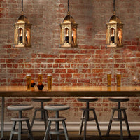 3 Lights Metal Chandelier Lamp Vintage Gold Lantern Bar Pendant - Rebooters