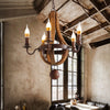 Rust 5 Lights Chandelier Lighting Rustic Wooden Basket Lamp - Rebooters