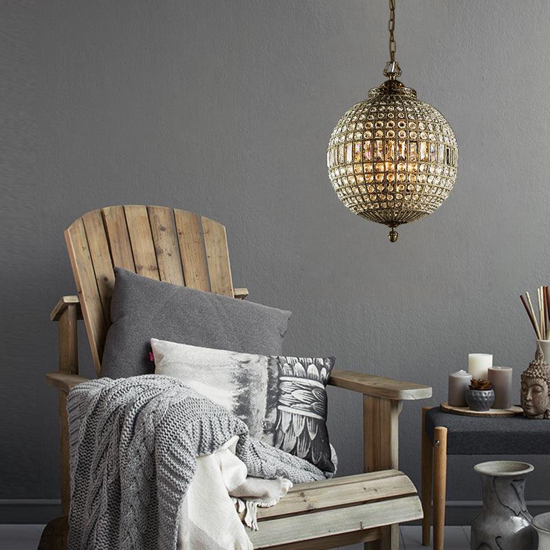 Traditional Orb Hanging Lamp 3 Bulbs Crystal Chandelier - Rebooters