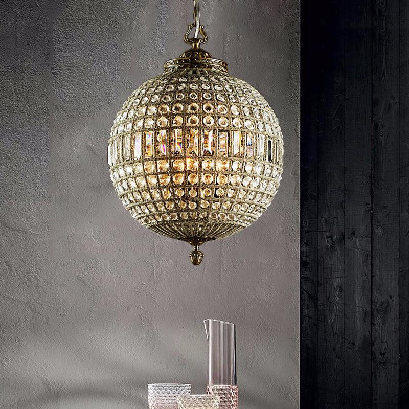 Traditional Orb Hanging Lamp 3 Bulbs Crystal Chandelier - Rebooters