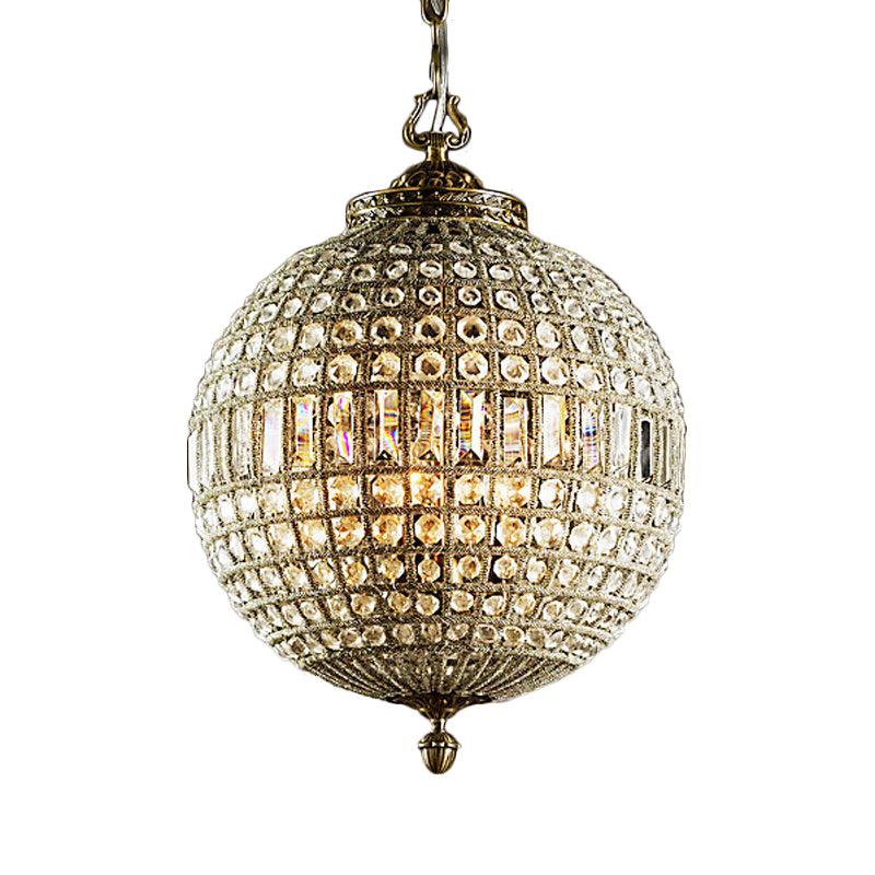Traditional Orb Hanging Lamp 3 Bulbs Crystal Chandelier - Rebooters