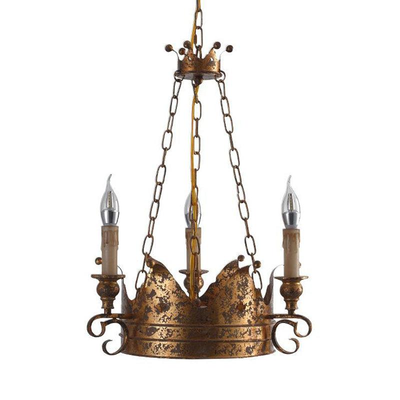 3/8 Lights Metal Chandelier Lamp Rural Rust Crown Pendant - Rebooters