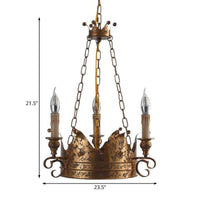 3/8 Lights Metal Chandelier Lamp Rural Rust Crown Pendant - Rebooters