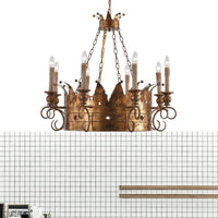 3/8 Lights Metal Chandelier Lamp Rural Rust Crown Pendant - Rebooters