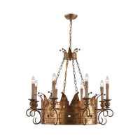 3/8 Lights Metal Chandelier Lamp Rural Rust Crown Pendant - Rebooters