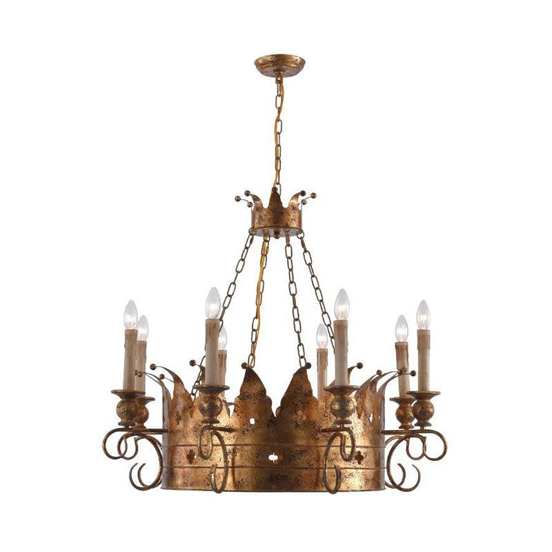3/8 Lights Metal Chandelier Lamp Rural Rust Crown Pendant - Rebooters