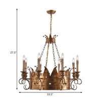 3/8 Lights Metal Chandelier Lamp Rural Rust Crown Pendant - Rebooters