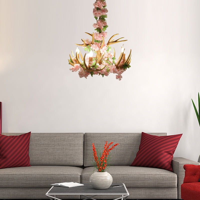Candle Living Room Hanging Lamp Rustic Resin Chandelier Light - Rebooters