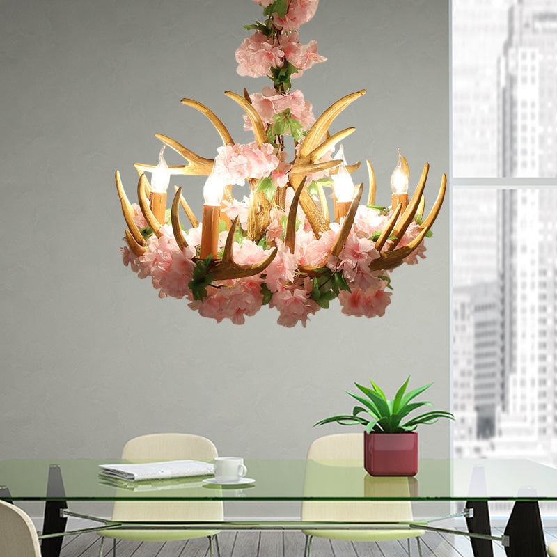 Candle Living Room Hanging Lamp Rustic Resin Chandelier Light - Rebooters