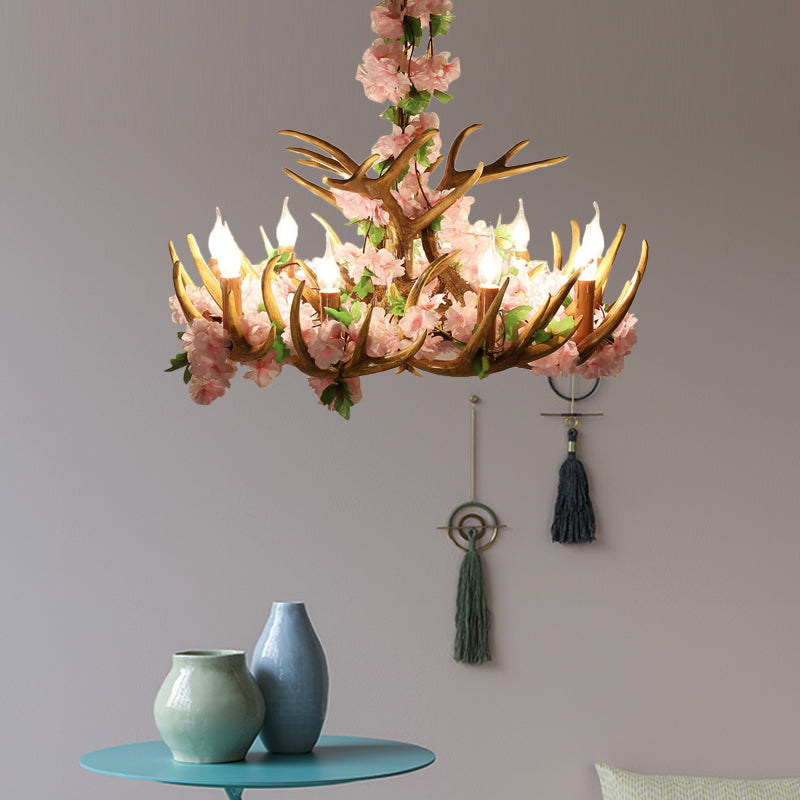 Candle Living Room Hanging Lamp Rustic Resin Chandelier Light - Rebooters