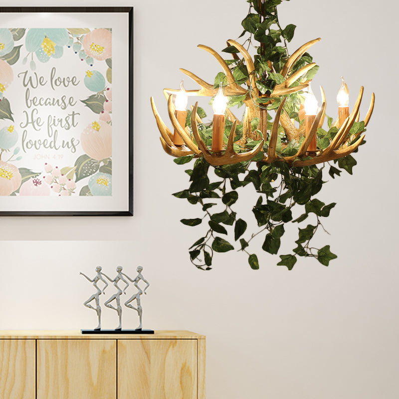 Candle Living Room Hanging Lamp Rustic Resin Chandelier Light - Rebooters