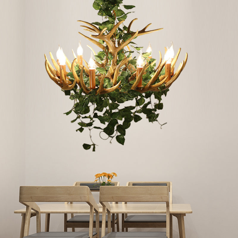 Candle Living Room Hanging Lamp Rustic Resin Chandelier Light - Rebooters