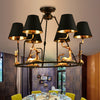 Black Cone Pendant Chandelier Farmhouse Fabric Light 6/8 Heads - Rebooters
