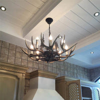 8-Bulb Resin Chandelier Lighting Rustic Light Brown Antler - Rebooters