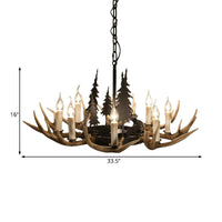 8-Bulb Resin Chandelier Lighting Rustic Light Brown Antler - Rebooters