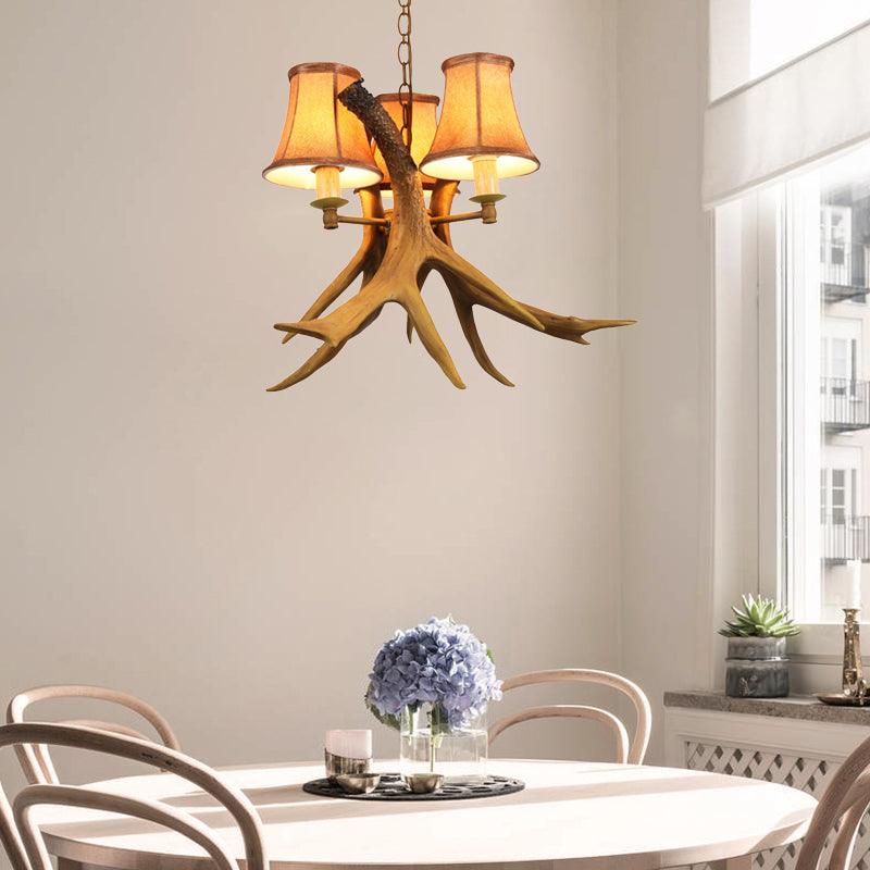 Rural Cone Hanging Lamp 3 Bulbs Fabric Chandelier Light - Rebooters