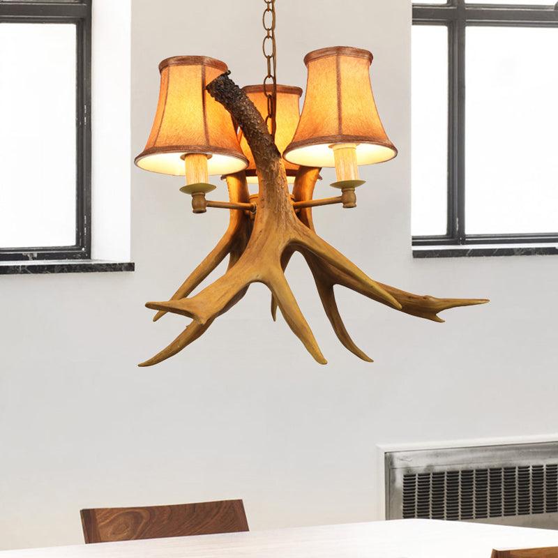 Rural Cone Hanging Lamp 3 Bulbs Fabric Chandelier Light - Rebooters