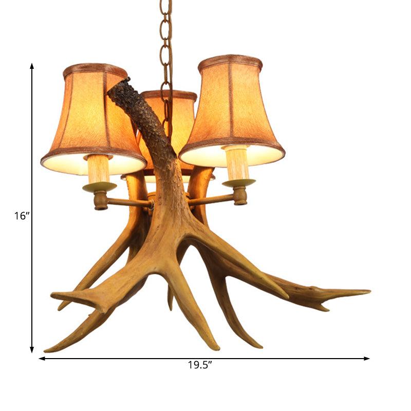 Rural Cone Hanging Lamp 3 Bulbs Fabric Chandelier Light - Rebooters
