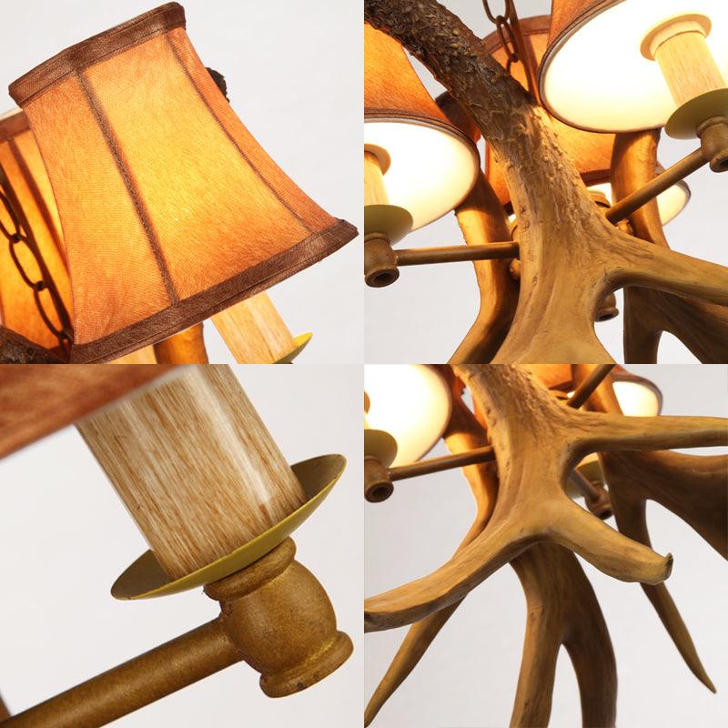 Rural Cone Hanging Lamp 3 Bulbs Fabric Chandelier Light - Rebooters