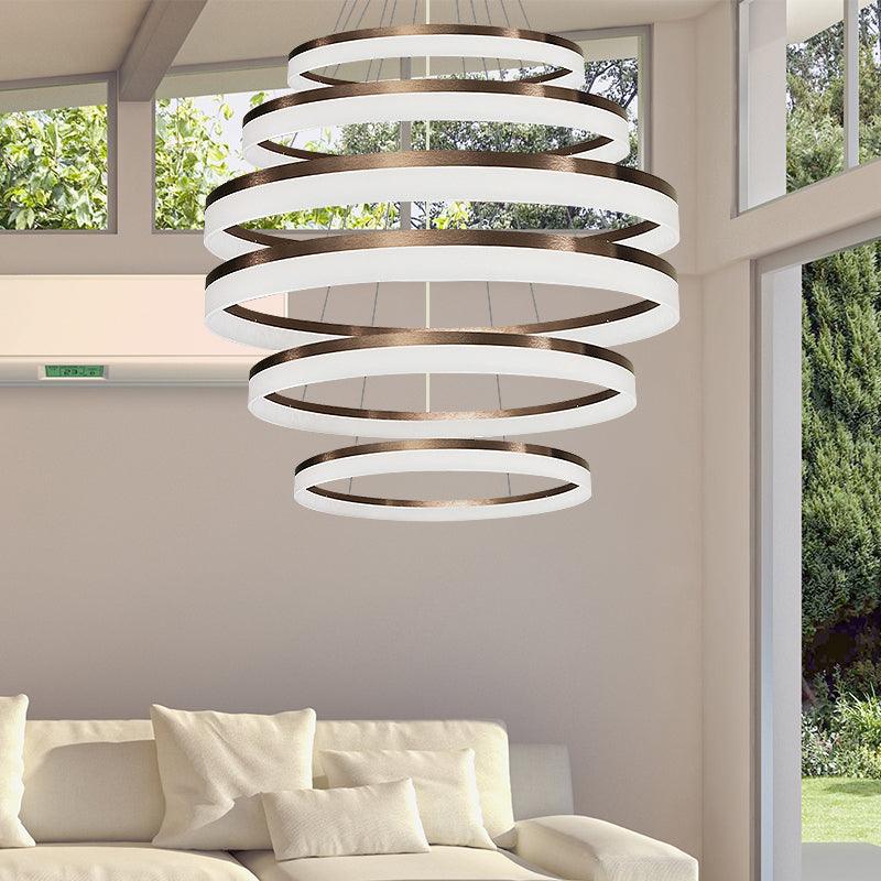 Acrylic Round Chandelier Light Contemporary 4/5/6-Head Pendant - Rebooters