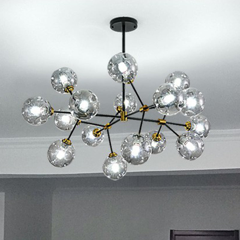 Tree Branch Living Room Pendant Lamp Glass Nordic Style Chandelier Light Fixture in Black - Rebooters