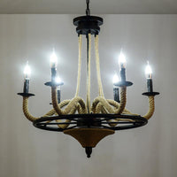 6 Bulb Chandelier Pendant Light Vintage Wagon Wheel Lamp Black - Rebooters