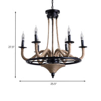6 Bulb Chandelier Pendant Light Vintage Wagon Wheel Lamp Black - Rebooters
