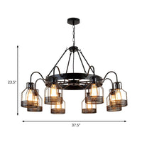 6/8 Heads Bell Hanging Lamp with Cage Style Frame Chandelier - Rebooters