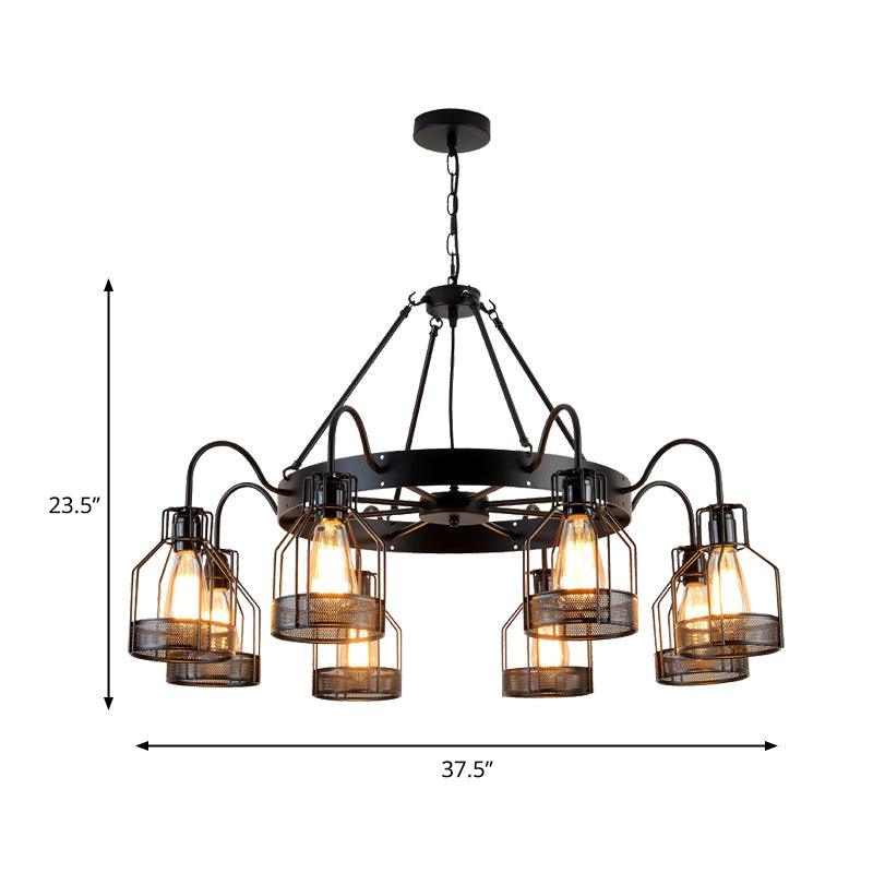 6/8 Heads Bell Hanging Lamp with Cage Style Frame Chandelier - Rebooters