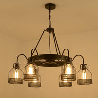 6/8 Heads Bell Hanging Lamp with Cage Style Frame Chandelier - Rebooters