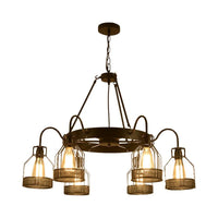 6/8 Heads Bell Hanging Lamp with Cage Style Frame Chandelier - Rebooters