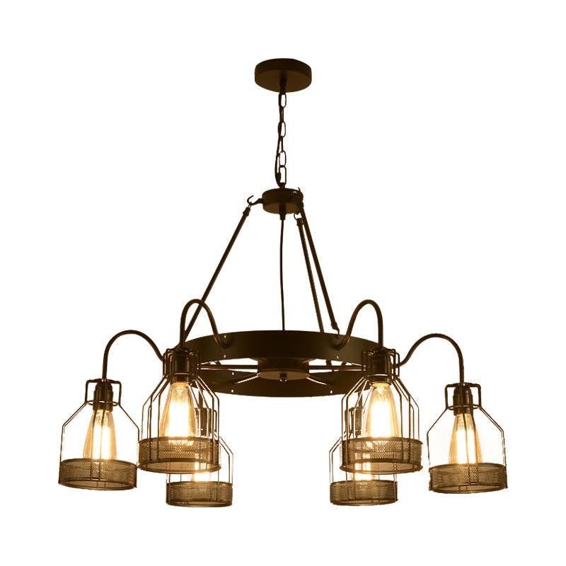 6/8 Heads Bell Hanging Lamp with Cage Style Frame Chandelier - Rebooters