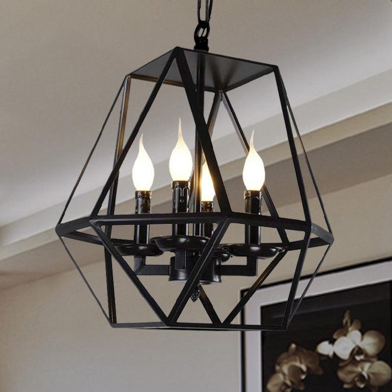 Black 4 Heads Ceiling Light Fixture Retro Industrial Lamp - Rebooters