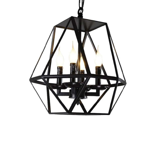 Black 4 Heads Ceiling Light Fixture Retro Industrial Lamp - Rebooters
