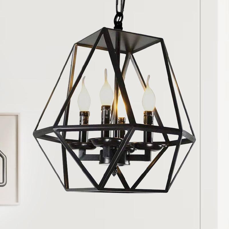 Black 4 Heads Ceiling Light Fixture Retro Industrial Lamp - Rebooters