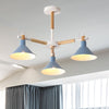 Macaroon Horn Shape Pendant Lights 3 Bulbs Metal Wooden Fixture - Rebooters