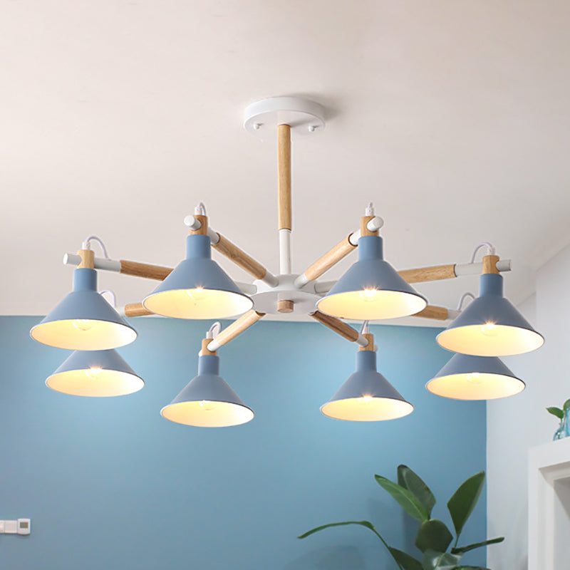 Living Room Horn Shape Chandelier Metal 8 Bulbs Modern Lamp - Rebooters