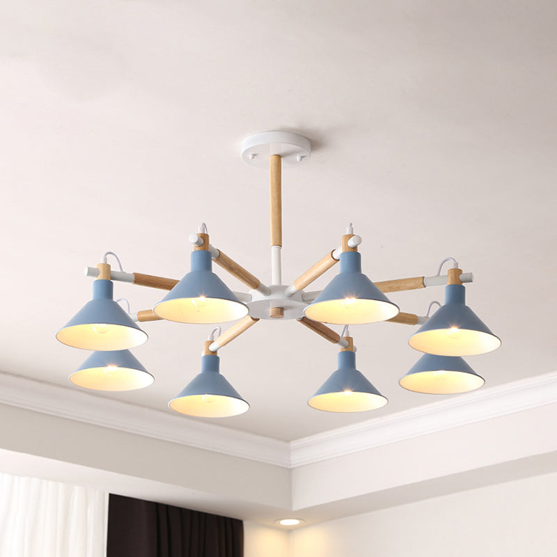 Living Room Horn Shape Chandelier Metal 8 Bulbs Modern Lamp - Rebooters