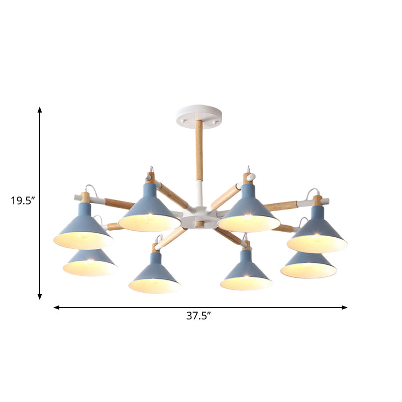 Living Room Horn Shape Chandelier Metal 8 Bulbs Modern Lamp - Rebooters