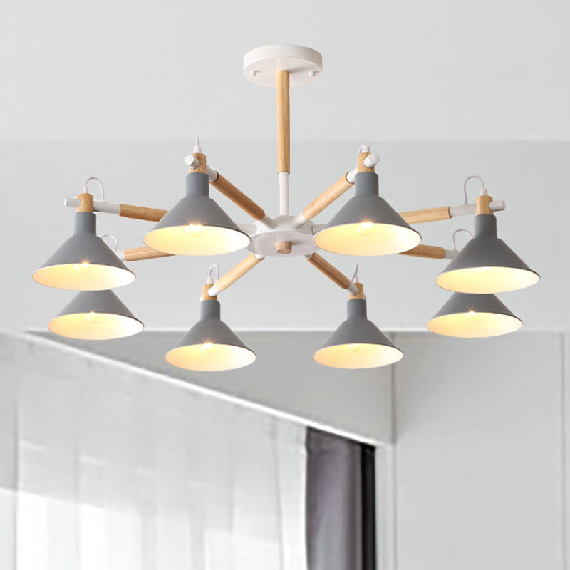 Living Room Horn Shape Chandelier Metal 8 Bulbs Modern Lamp - Rebooters